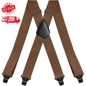 Cedriany Men’S Suspender 4 Clips X-Back Heavy Duty with 1.4 Inch Suspenders Elas - Picture 1 of 8