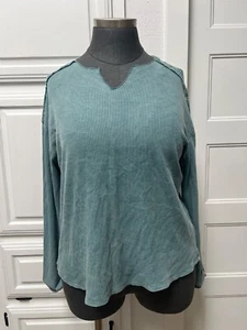 Knox Rose Thermal Lace Top Long Sleeve Blue Size XXL Women's - Picture 1 of 15