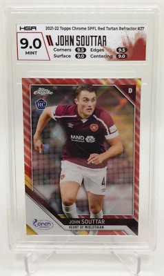 John Souttar - 2021-22 Topps Chrome SPFL Red Tartan Parallel Card #37 1/5 Heart - Image 1 of 3