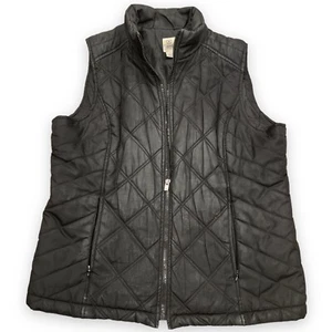 IZOD Women's Quilted Puffer Vest - Black - Zip Front - Size Large - Picture 1 of 13