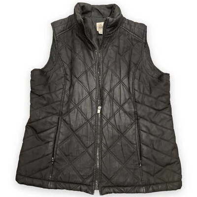 IZOD Women's Quilted Puffer Vest - Black - Zip Front - Size Large - Image 1 of 4