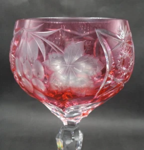 Stunning NACHTMANN Germany Traube Cut To Clear Crystal Wine Hock - GOLD RUBY RED - Picture 1 of 9