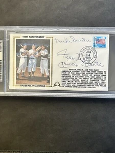 Mickey Mantle Willie Mays Duke Snider Auto Autograph First Day Cover Cachet - Picture 1 of 4
