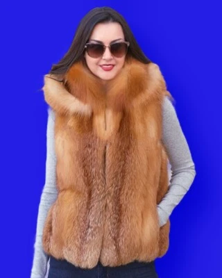 Women's High quality Real Red 🦊 fur Vest hooded All sizes - Image 1 of 2