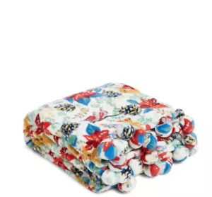 Vera Bradley WINTER FOREST WHITE Whimsy Pom Pom Throw blanket NWT Free Ship U.S. - Picture 1 of 2
