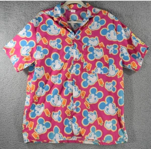 Mickey's Splashers J.G. Hook Button-Up Shirt Mickey Mouse Print Large Hot Pink - Picture 1 of 12