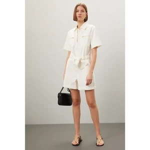 A. P. C. White Denim 100% Cotton Short Romper Combinaison Hills Romper Size 40 - Picture 1 of 12