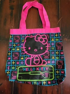 Hello Kitty LoungeFly Black Neon Colors Pink Tote Bag Accent / RARE - Picture 1 of 5