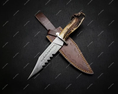 Cuchillo de ciervo corona sobrenatural hecho a mano hoja de acero al carbono réplica cuchillo de película  Foto 1 de 4