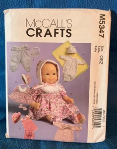 McCalls Pattern Baby Doll Clothes Sz 11 to 16 Inch Doll  M5347 MAP - Picture 1 of 3