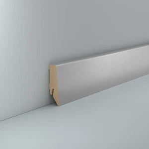 Sockelleiste MDF Edelstahl 58 mm MDF foliert Aluminium Dekor Fußleiste Design - Bild 1 von 3