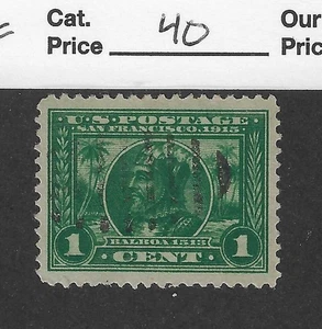 US Scott # 397, 1 cent green, Balboa, Panama Pacific, 1915, XF, scv. $40 - Picture 1 of 2
