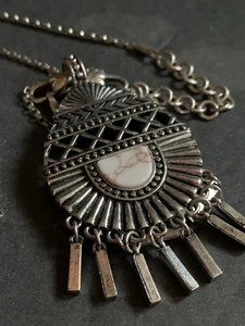Brighton Large 2.5" Pendant Silver Southwestern Style Necklace 34" Chain - Picture 1 of 9