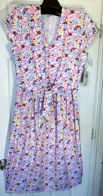 Vestido Mujer Laura Ashley Talla XL Floral Elástico Superposición Frontal Con Corbata Frontal Nuevo Foto 1 de 4