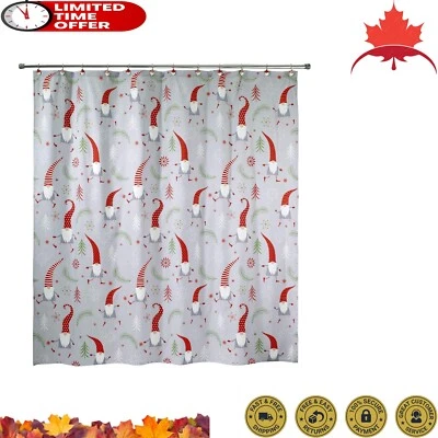 Cortina de Ducha Navidad Gnomo Paseo - Multicolor, Poliéster Fácil Cuidado Foto 1 de 2