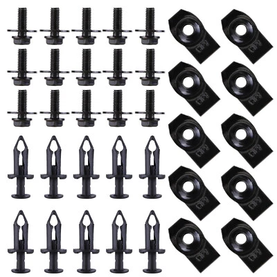 35x For Cadillac Engine Under Cover Splash Shield Guard Body Bolts & U-nut Clips - Изображение 1 из 4