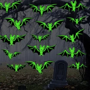 15Pcs Hanging Bats Halloween Decorations Outdoor, Large Flying Bats with Glow... - Picture 1 of 7