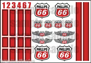 PEEL & STICK 1:64 SCALE CUSTOM RACING STRIPES PHILLIPS 66 RED RACING DECALS - Picture 1 of 1