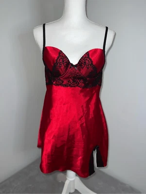 Apt 9 Black Red Slip Dress Women’s Nightgown Medium Foto 1 de 4