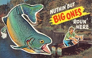 Humor Comic Fisherman Giant Fish Nothing But Big Ones Roun Here Fishing - Picture 1 of 2