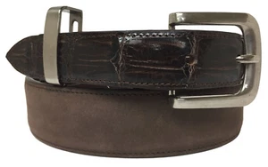 New Kids Brown Genuine Crocodile Skin Leather Belt Dress Western Cowboy Size 28 - Picture 1 of 5