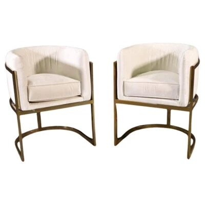 Mid Century Barrel Side Chairs- Pair - Image 1 of 4