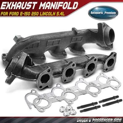 2x Left & Right Exhaust Manifold w/ Gasket Kit for Ford E-150 250 Lincoln 5.4L - Image 1 of 4