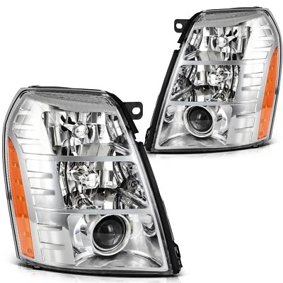 2x Headlights Assembly Chrome Housing For 2007-2014 Cadillac Escalade ESV EXT Foto 1 de 4