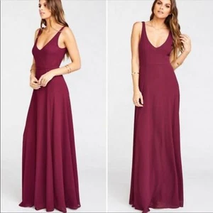 Show Me Your MuMu Jenn Bridesmaid Maxi Boho Chic Women’s Dress Merlot Small - Picture 1 of 9