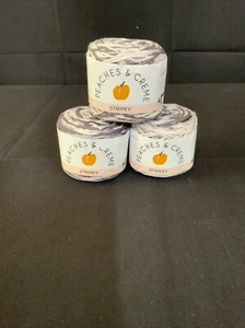Peaches & Creme Stripey 100% 3(pk) Cotton Yarn, 2 oz, Flannel Worsted, 4 Ply - Picture 1 of 2