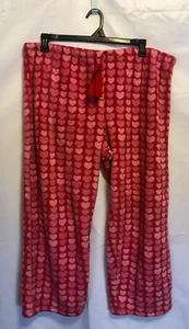 Love is...Red and Pink Heart Fuzzy Pajama Sleepwear PJ Pants w/ Drawstring - Picture 1 of 9