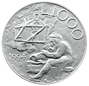 SAN MARINO 1000 LIRE 1994 ( STONECUTTER ) SILVER Commemorative Coin (KM#315) UNC - Picture 1 of 5