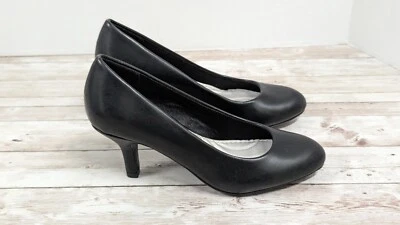 Tacones de salón Easy Street Passion para mujer talla 5 M cuero negro punta redonda gatito Foto 1 de 4