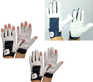 Lederhandschuhe mit Finger & fingerlos, Echt Leder Handschuhe Biker Segeln Sport - Picture 1 of 18