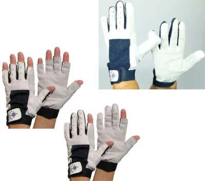 Lederhandschuhe mit Finger & fingerlos, Echt Leder Handschuhe Biker Segeln Sport - Bild 1 von 4