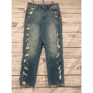 Pantalones de mezclilla para mujer Judy azules rectos desgastados talla 28 - Imagen 1 de 6