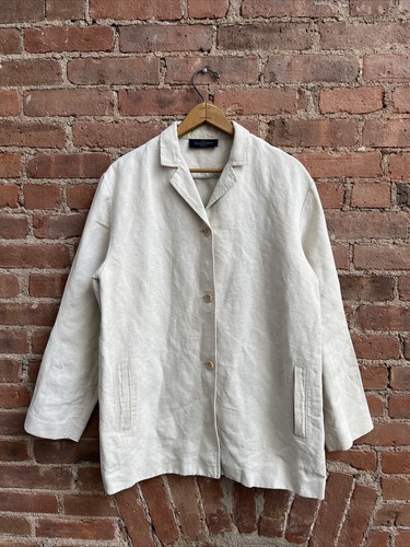 Giacca donna vintage Valentino Jeans destrutturata taglia large 46 ecrù lino cotone
