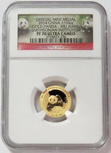 2014 GOLD CHINA 1/10oz MEI XIANG PANDA SMITHSONIAN NGC PF 70 ULTRA CAMEO - Picture 1 of 2