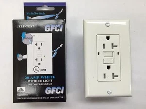 GFCI 20 AMP WHITE SELF TESTING TAMPER RESISTANT ELECTRICAL OUTLET UL - BOX OF 10 - Picture 1 of 1