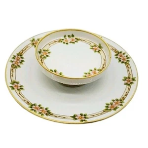 Antique Nippon 2 Tier Plate Hand Painted Hors d'Oeuvres Chip/Dip Party Serving  - Picture 1 of 5