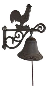 Cast Iron Rustic Western Farmhouse Rooster Chicken Door Wall Dinner Yard Bell - Picture 1 of 9