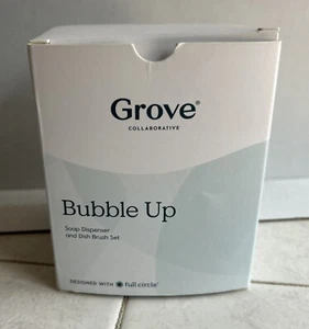 Juego de dispensador de jabón y cepillo para platos Grove Collaborative BUBBLE UP cerámica de bambú nuevo en caja - Imagen 1 de 8