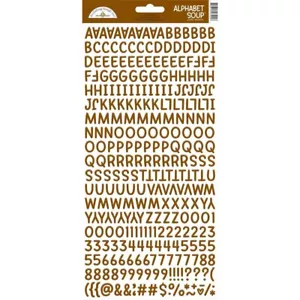 DOODLEBUG ALPHABET SOUP PUFFY STICKERS - 12MM - 6" X 13" - BON BON, Brown - Picture 1 of 1