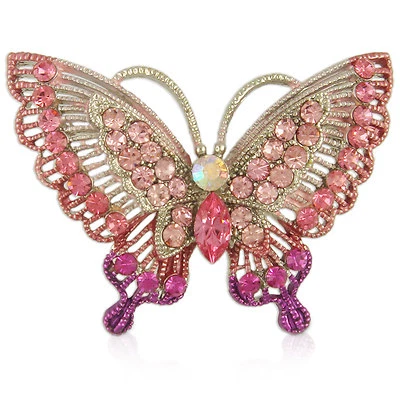 RHODIUM PLATED CRYSTAL BUTTERFLY PIN BROOCH MADE WITH SWAROVSKI ELEMENTS - Image 1 of 3