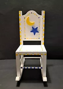 Handpainted Wood Doll Rocking Chair Celestial Moon Star - Picture 1 of 6