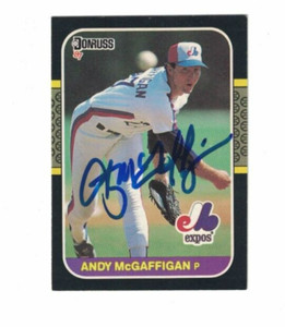 ANDY MCGAFFIGAN SIGNED IP 1987 DONRUSS LEAF #380 MONTREAL EXPOS AUTO