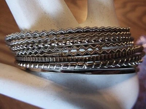 Silver Tone Metal Bangle Bracelets 11 Pcs Women's Costume Jewelry Lot Excellent! - Picture 1 of 3