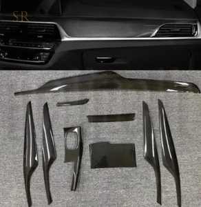 9PCS Dry Carbon Dash Center Door Interior Trim Fits BMW 5 Series G30 2018-2023 - Picture 1 of 12