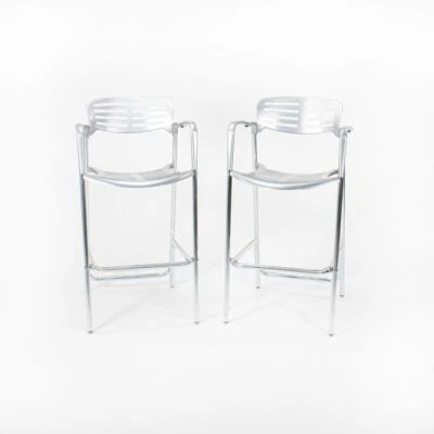 2000s Pair of Toledo Aluminum Bar Stools by Jorge Pensi For AMAT-3 of Spain - Image 1 of 4