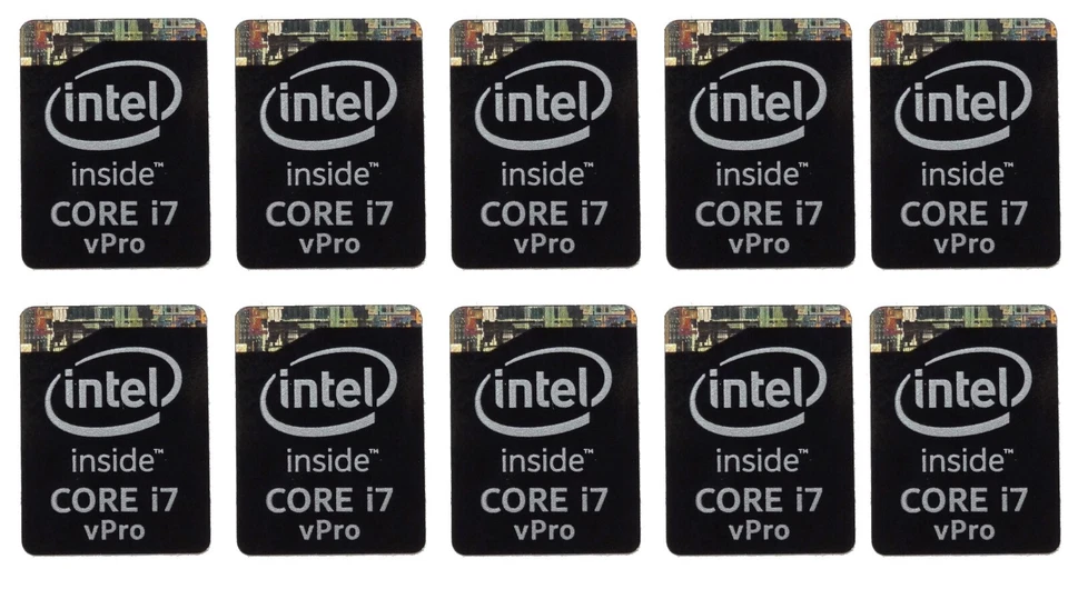Lot of 10 Intel Core i7 vPro Black Sticker 15.5 x 21mm Case Badge Sticker Decal - Image 1 of 1